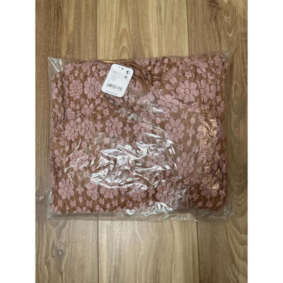 NWT! Free People Lucinda Floral Lace Midi Dress in Ginger Combo Size Large - Picture 2 of 7